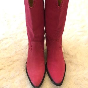 Hot Pink Suede Boots